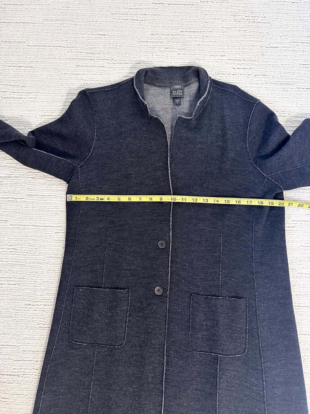 EILEEN FISHER 100% Merino Wool Size M Gray Unstructured Coat Longline Coatigan - Picture 6 of 11
